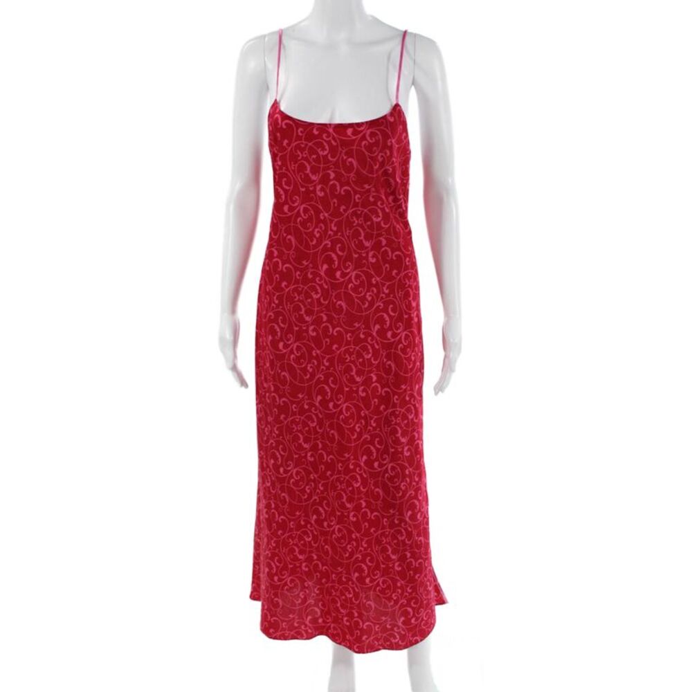 Natori Womens Slip Dress Pink Sleeveless Long Round Neck Size S